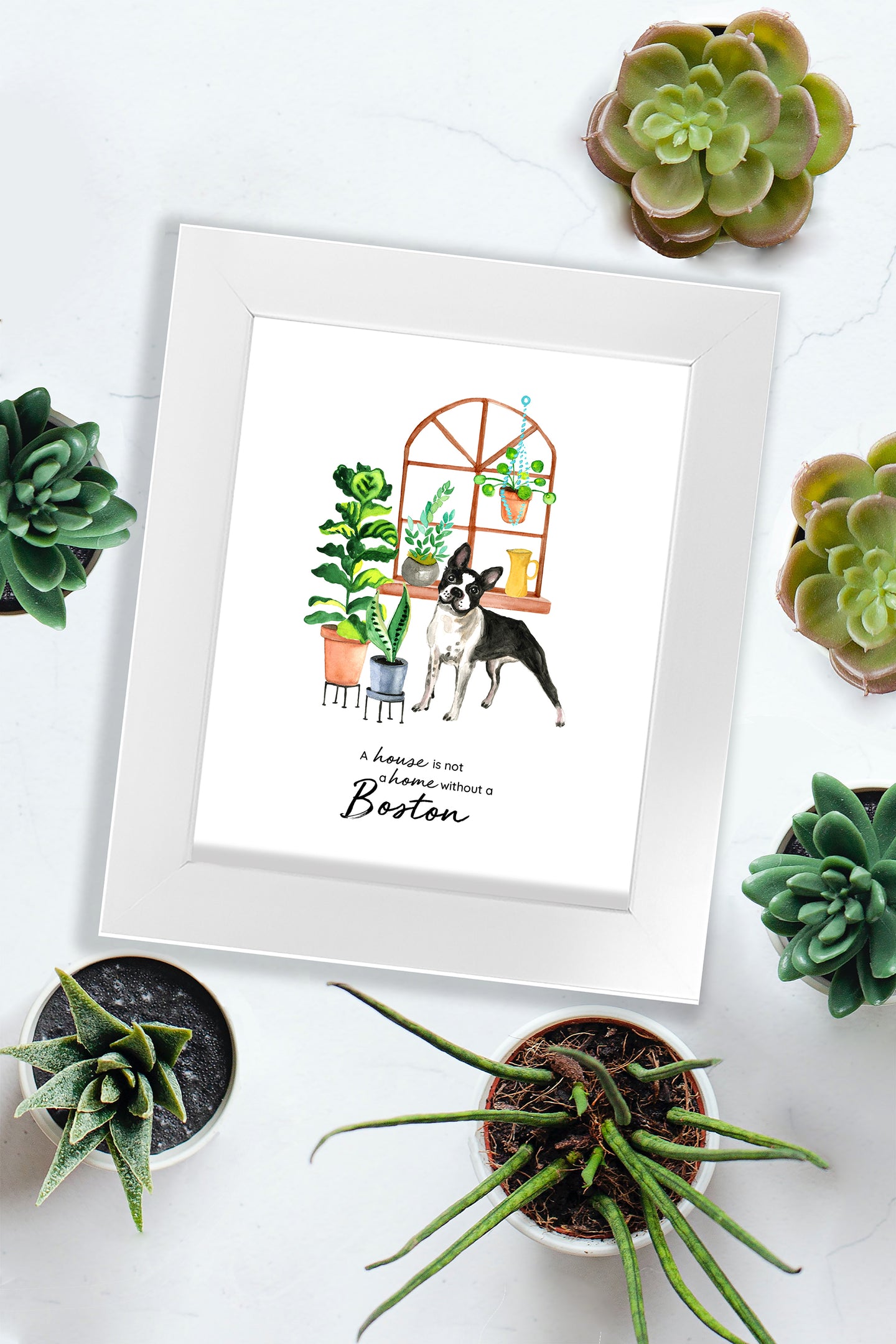 Boston Terrier Home Print (Frame Not Included)